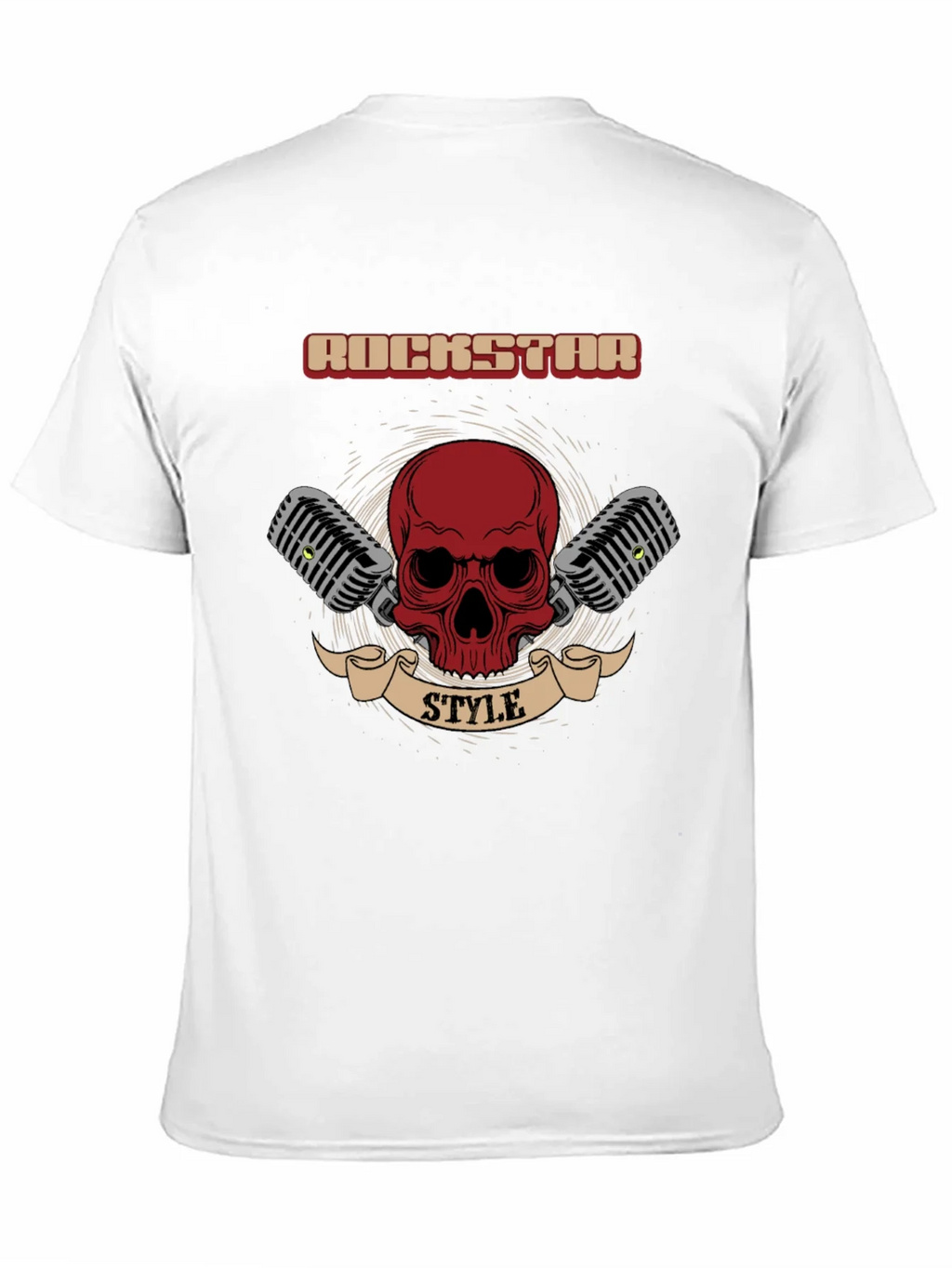 Rockstar Style Graphic Tee - Skull & Microphones