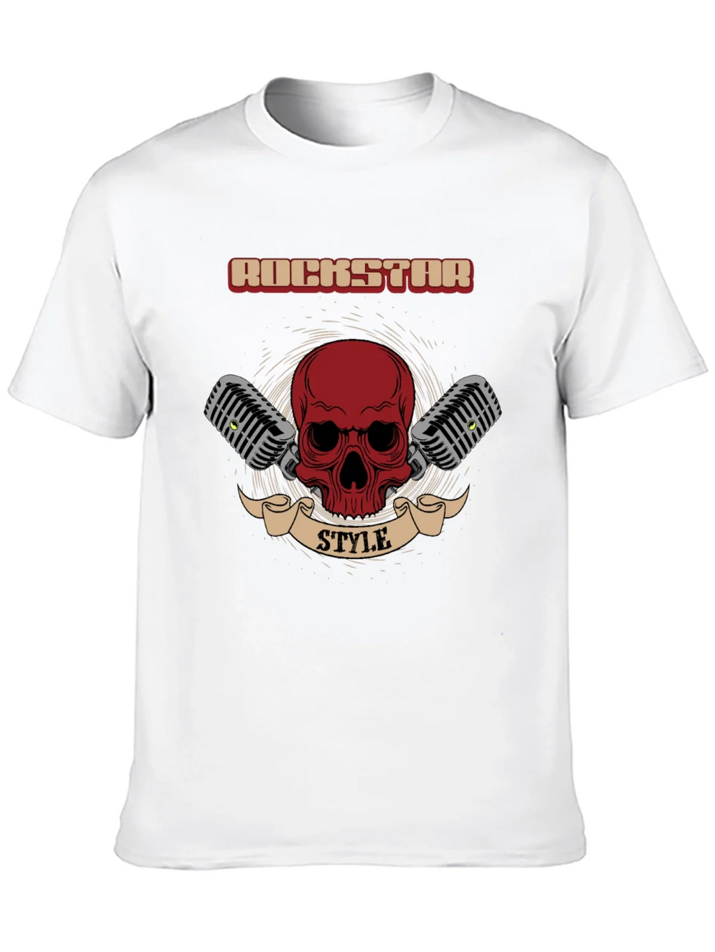 Rockstar Style Graphic Tee - Skull & Microphones