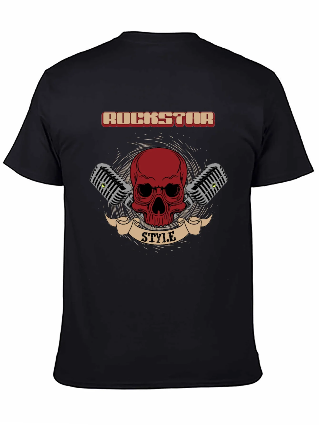 Rockstar Style Graphic Tee - Skull & Microphones