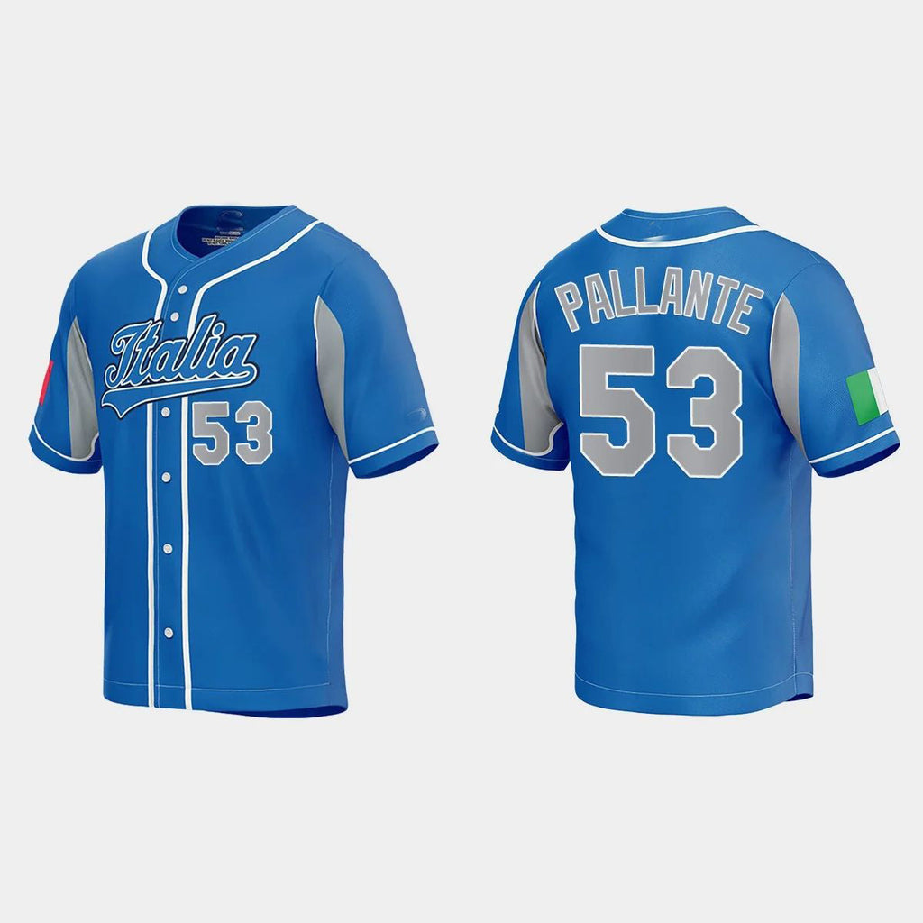 #53 ANDRE PALLANTE ITALY BASEBALL 2023 WORLD BASEBALL CLASSIC JERSEYC ROYAL Stitches Baseball Jerseys