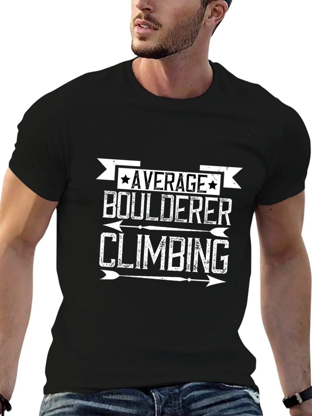 Average Boulderer Climbing T-Shirt - Black Graphic Tee