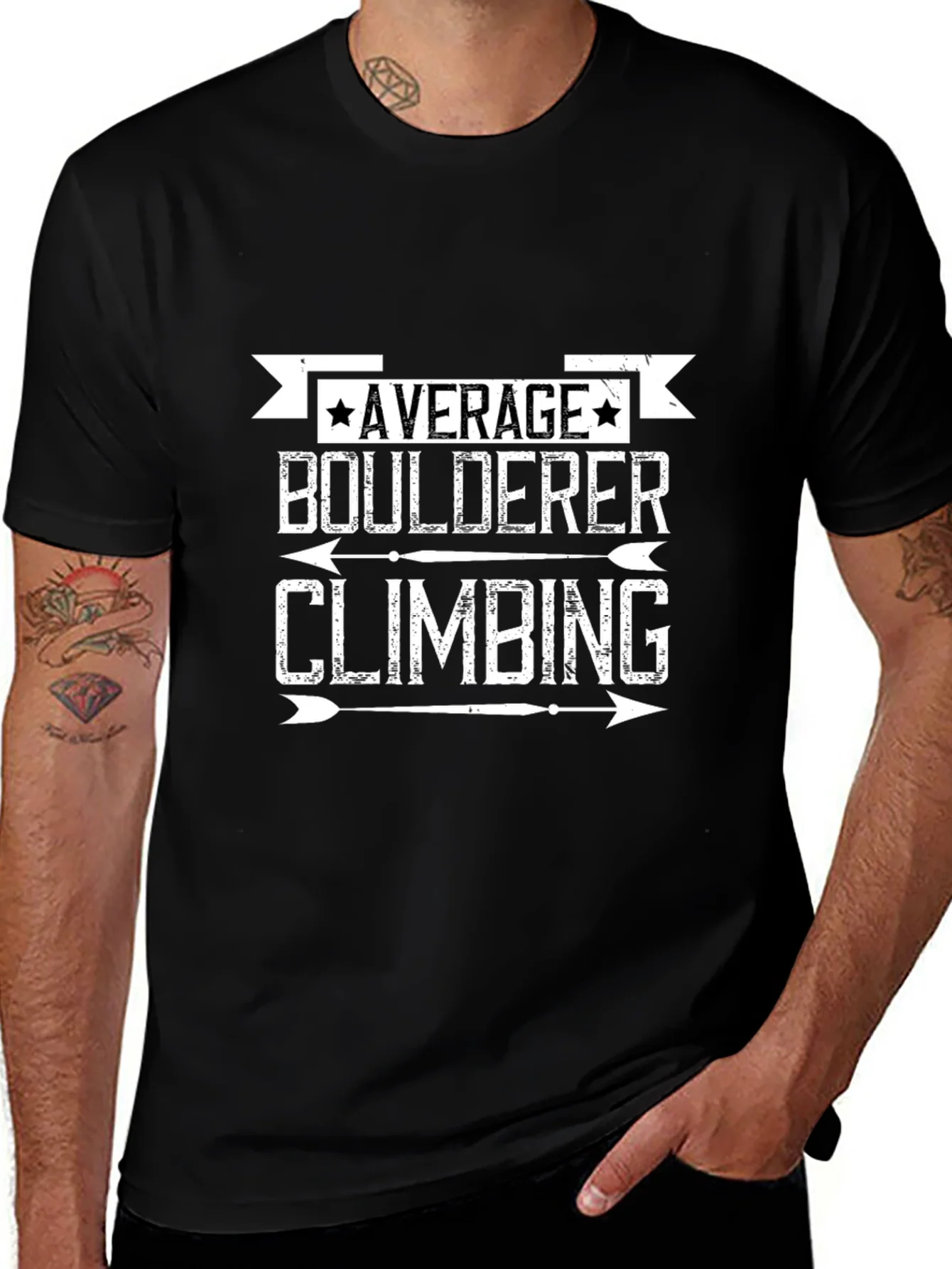 Average Boulderer Climbing T-Shirt - Black Graphic Tee
