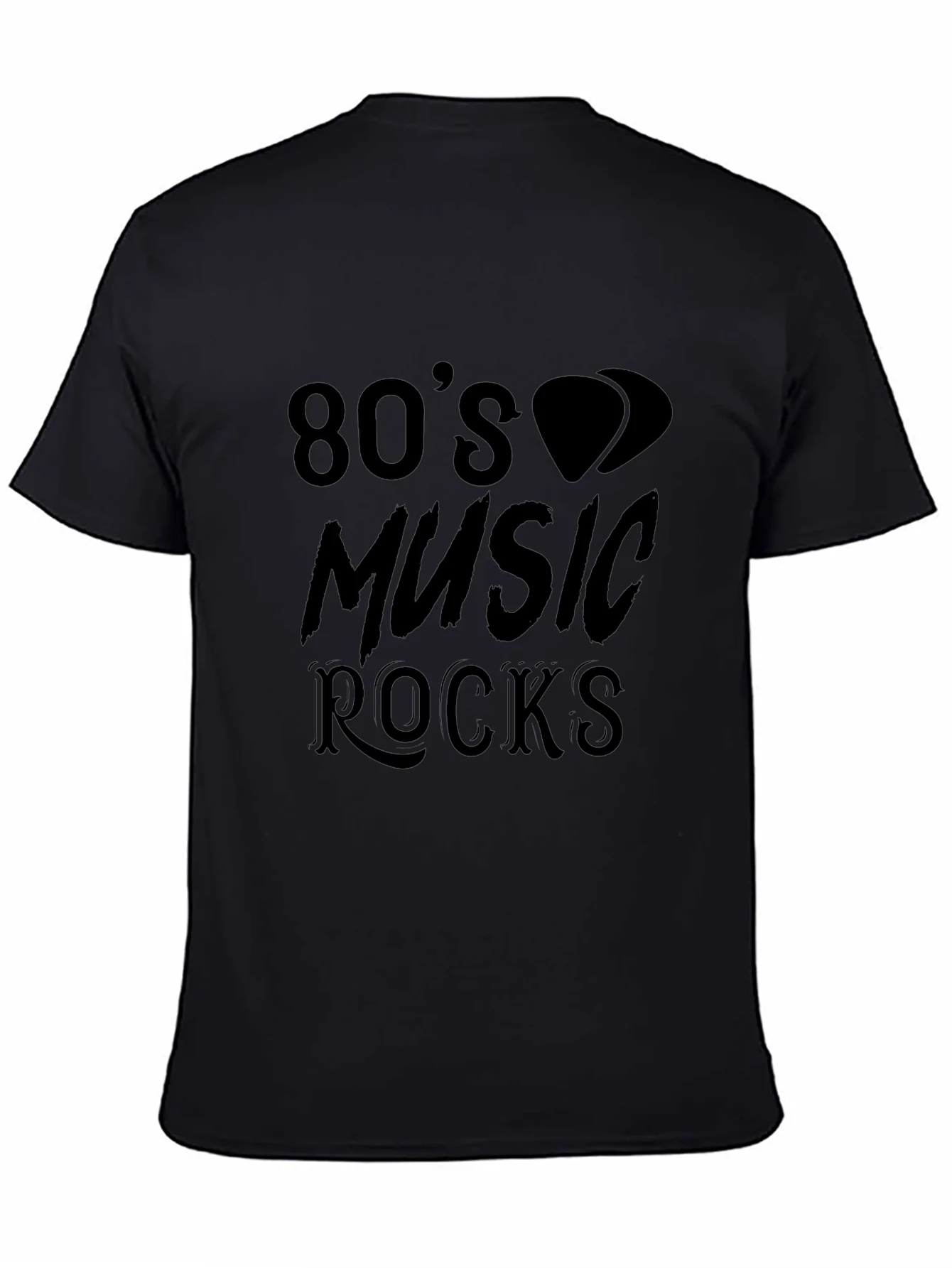 80s Music Rocks Graphic Tee - Classic Black Cotton T-Shirt