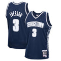 G.Hoyas #3 Allen Iverson 1995-96 Authentic Throwback Jersey Navy Stitched American College Jerseys