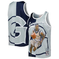 G.Hoyas Sublimated Player Big & Tall Tank Top Navy Gray Stitched American College Jerseys