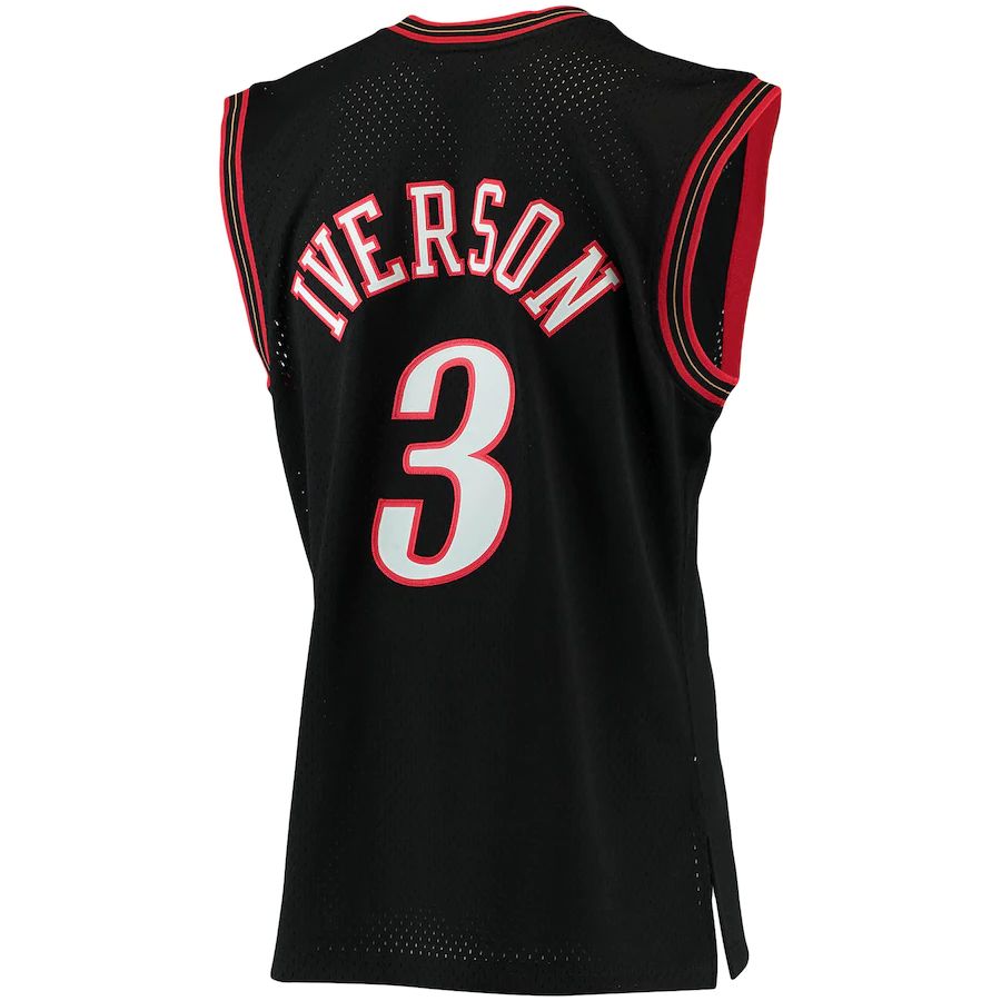 PH.76ers #3 Allen Iverson Big & Tall Hardwood Classics Jersey Black Stitched American Basketball Jersey