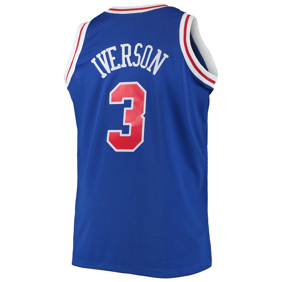 PH.76ers #3 Allen Iverson Big & Tall Hardwood Classics Swingman Jersey Royal Stitched American Basketball Jersey