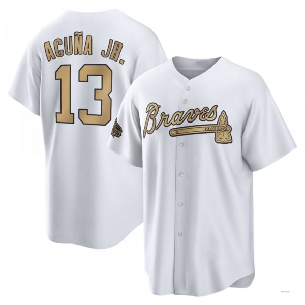 Atlanta Braves #13 Ronald Acuna Jr. White Replica 2022 All-Star Jersey Stitches Baseball Jerseys