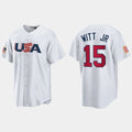 #15 BOBBY WITT JR. KANSAS CITY ROYALS 2023 WORLD BASEBALL CLASSIC USA REPLICA JERSEYC WHITE Stitches Baseball Jerseys
