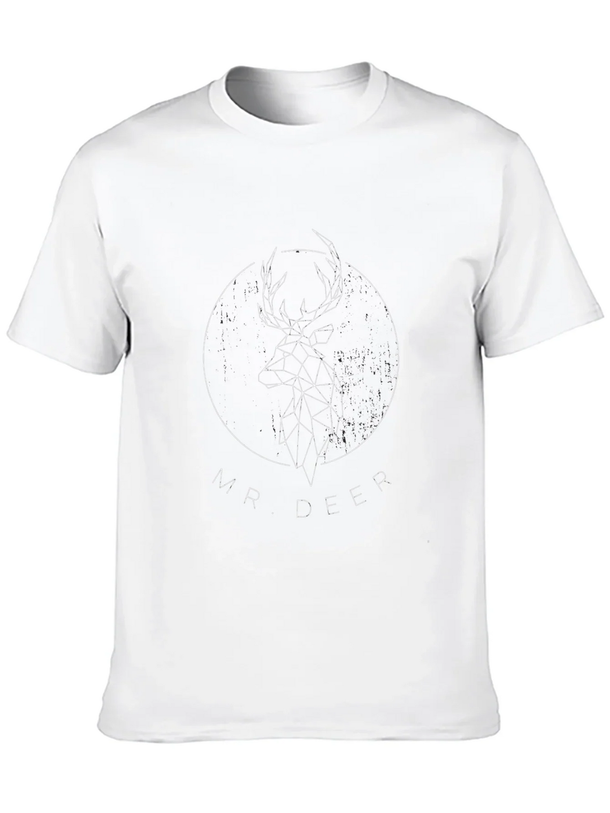 Geometric Deer Graphic Print Tee - Black