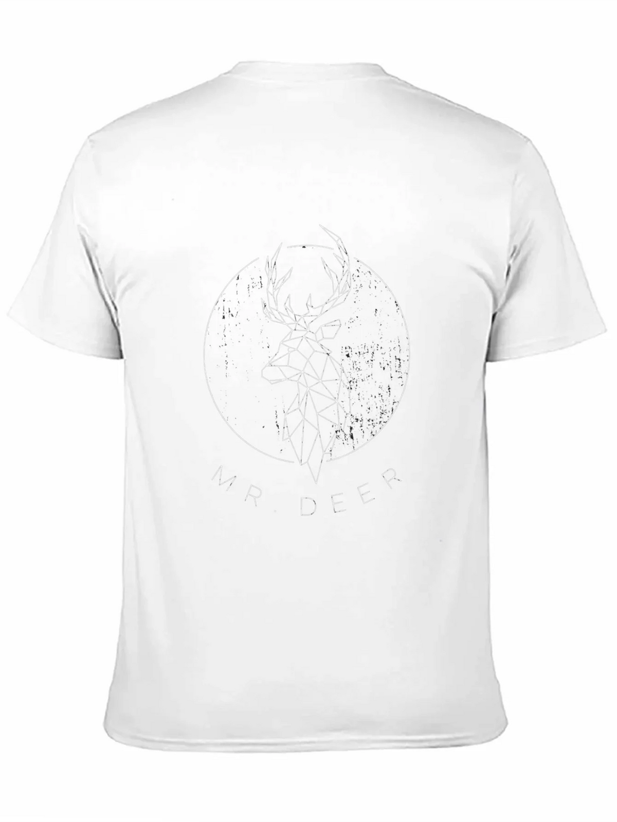 Geometric Deer Graphic Print Tee - Black