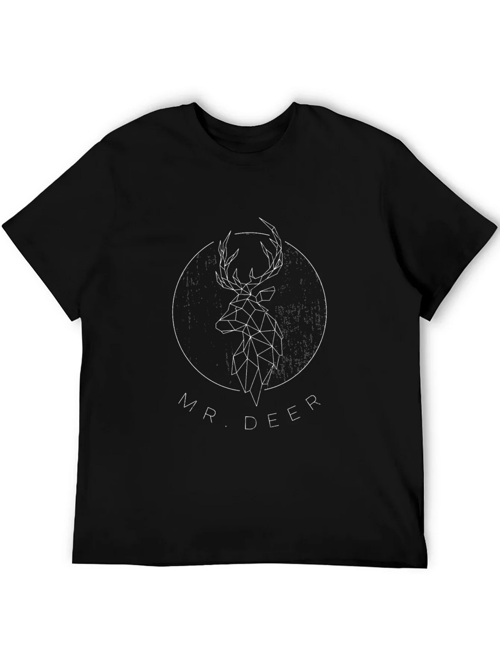 Geometric Deer Graphic Print Tee - Black