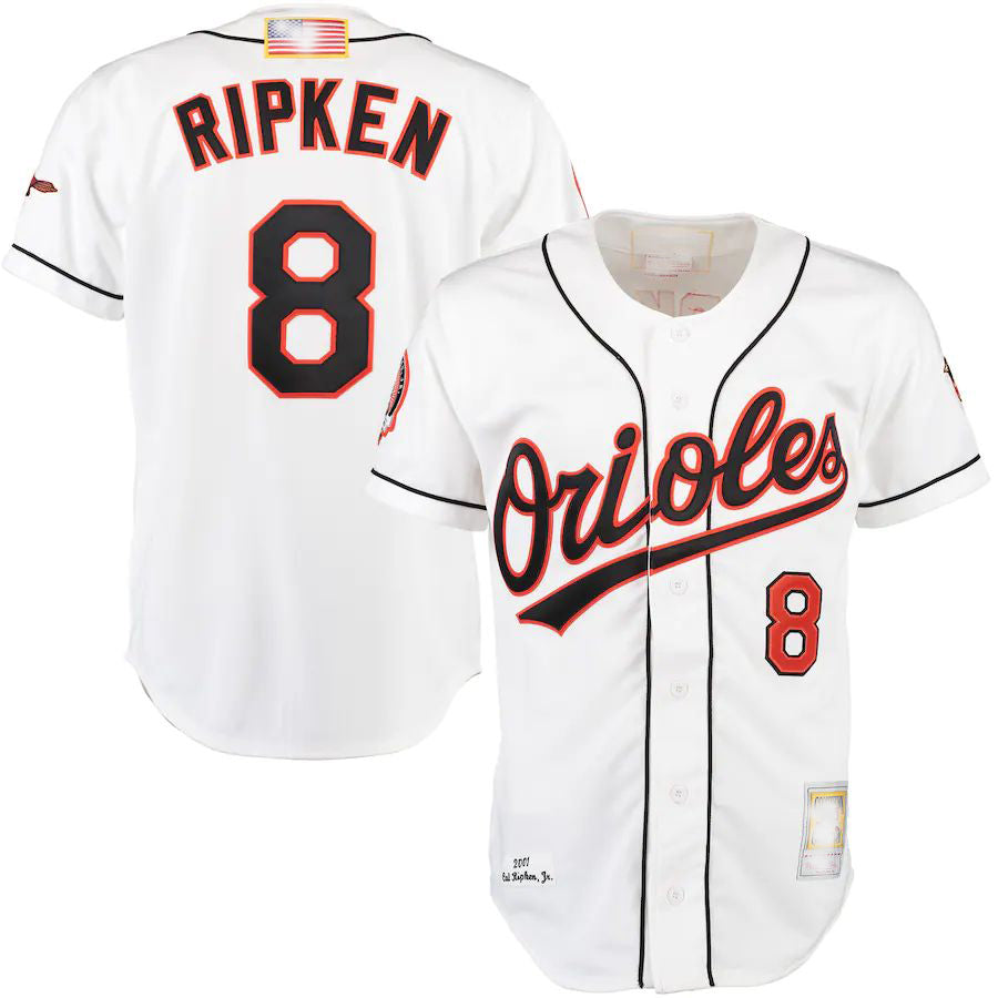 Baltimore Orioles #8 Cal Ripken White Home Authentic Jersey Baseball Jerseys