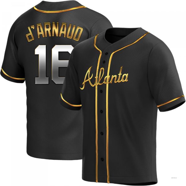 Atlanta Braves #16 Travis dArnaud Black Golden Alternate Jersey Stitches Baseball Jerseys