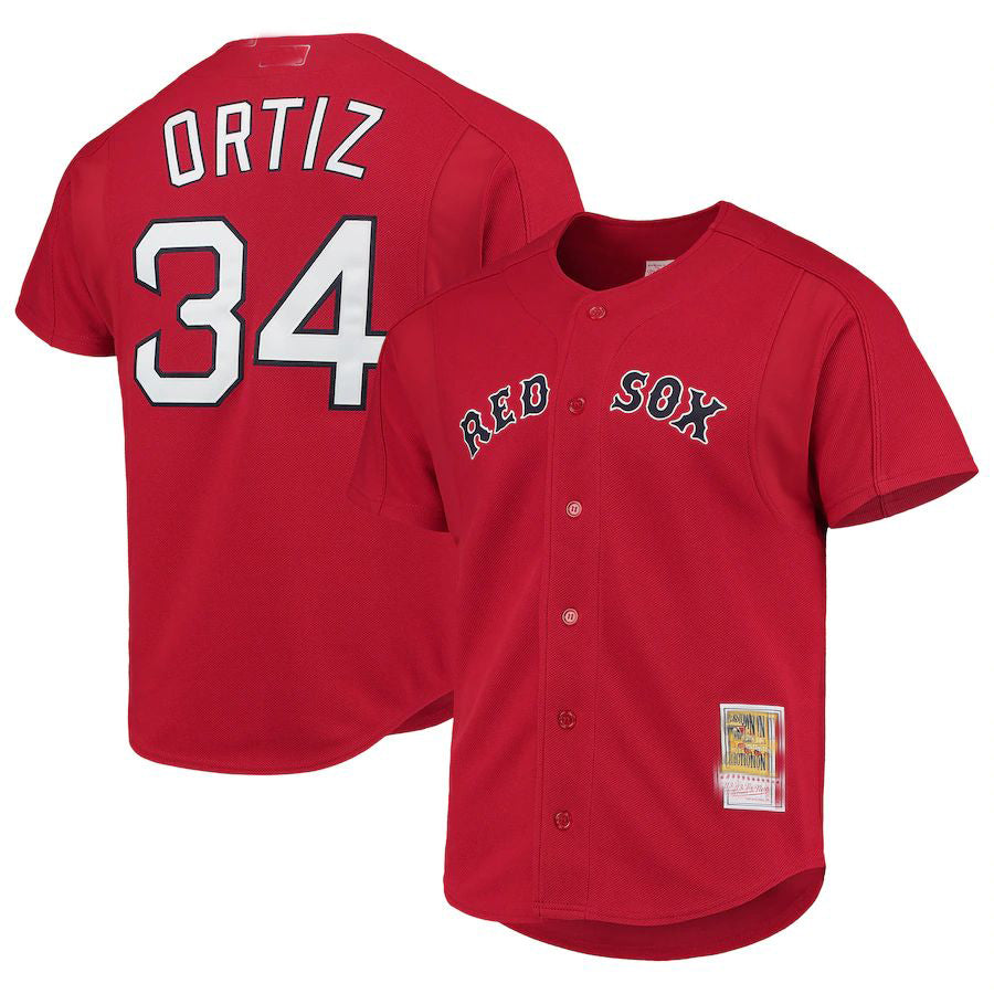 Boston Red Sox #34 David Ortiz Red Cooperstown Collection Mesh Batting Practice Jersey Baseball Jerseys