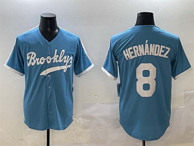 Brooklyn Dodgers #8 Enrique Hernndez Light Blue Stitched Baseball Jersey