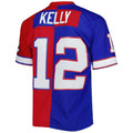 B.Bills #12 Jim Kelly 1990 Split Legacy Replica Jersey - Royal-Red American Stitched Football Jerseys