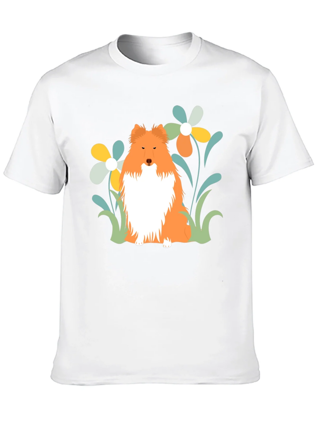 Sheltie Dog & Flowers T-Shirt - Soft Cotton Tee