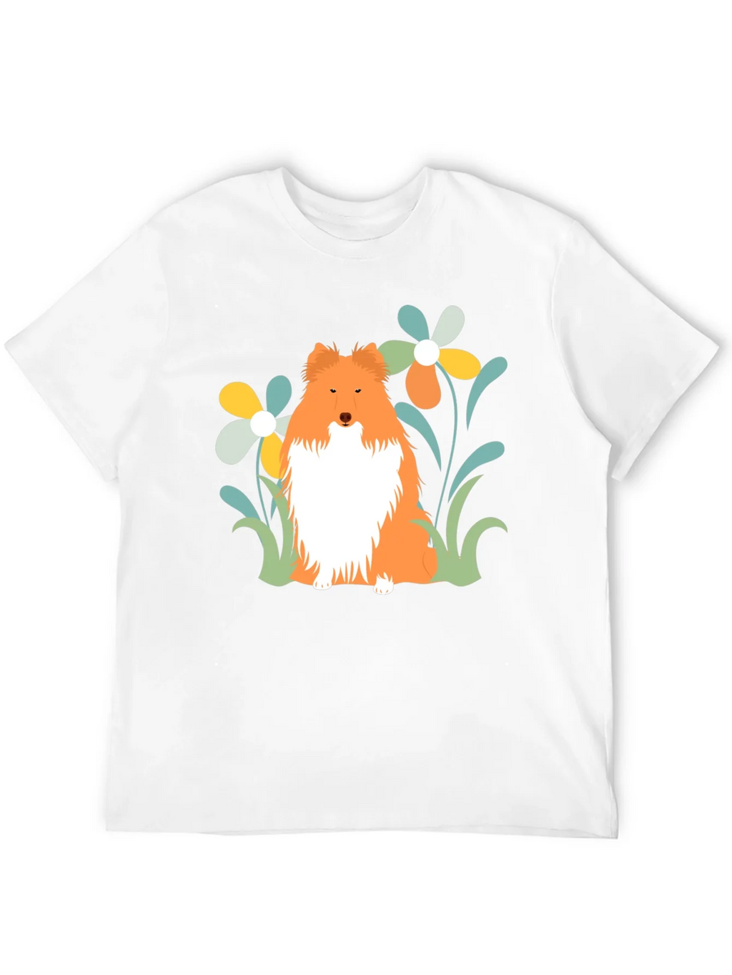 Sheltie Dog & Flowers T-Shirt - Soft Cotton Tee