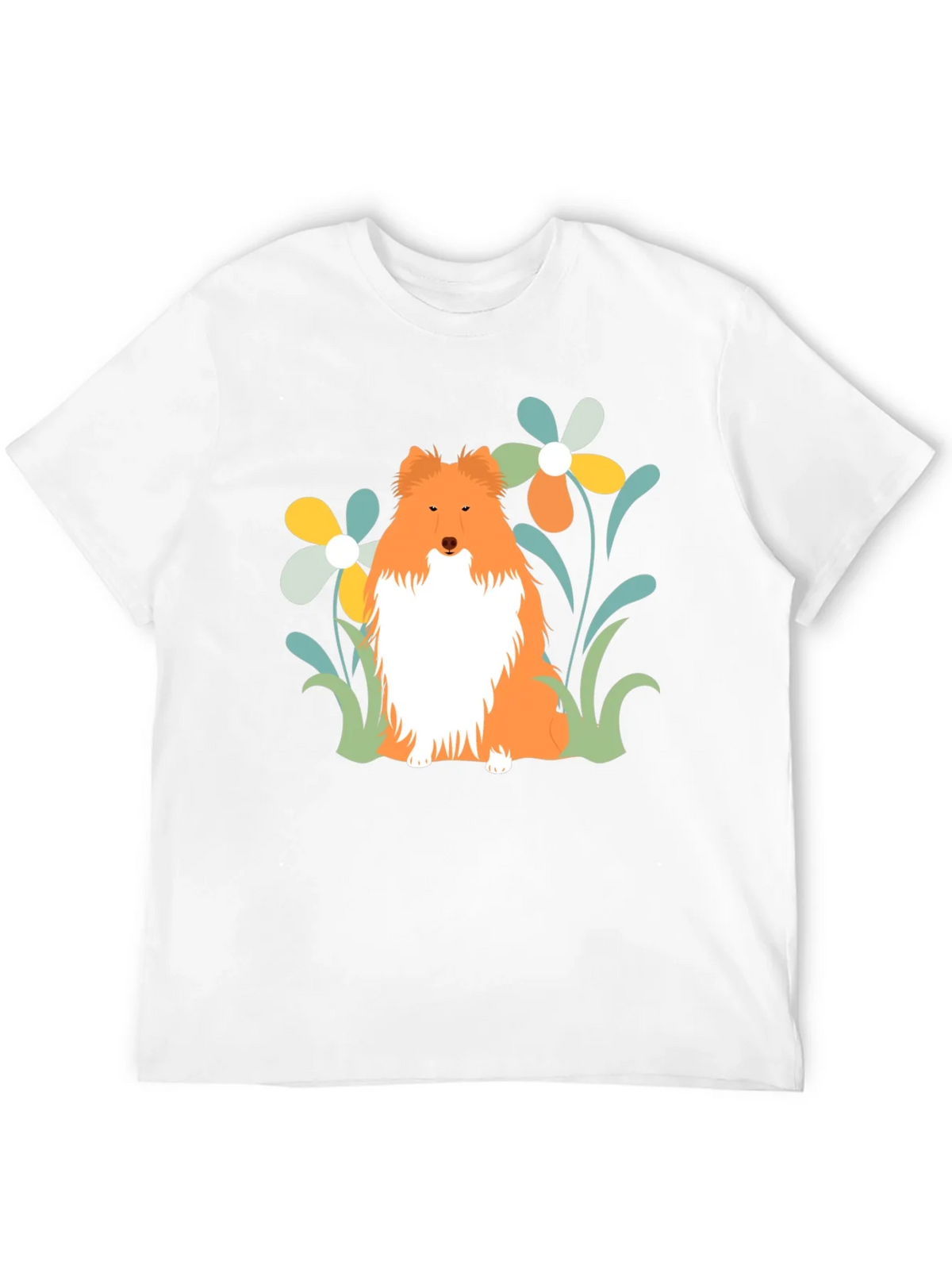 Sheltie Dog & Flowers T-Shirt - Soft Cotton Tee
