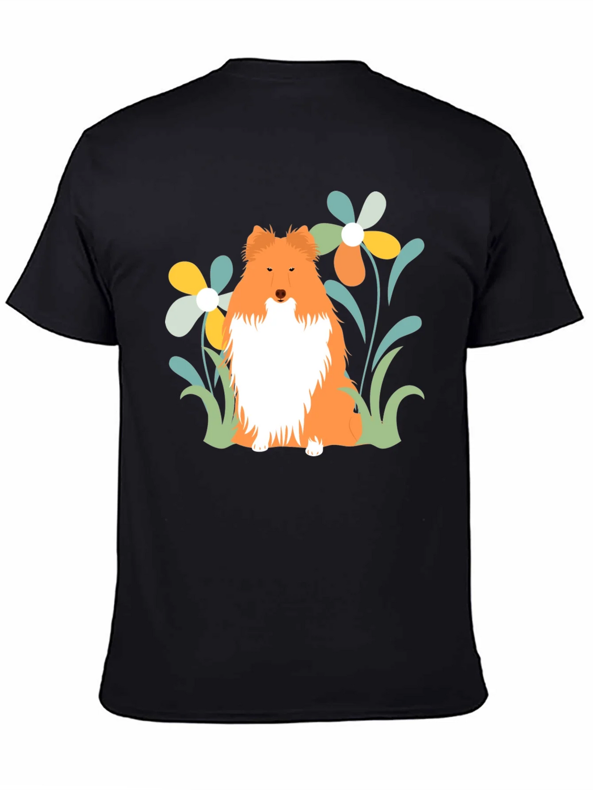 Sheltie Dog & Flowers T-Shirt - Soft Cotton Tee