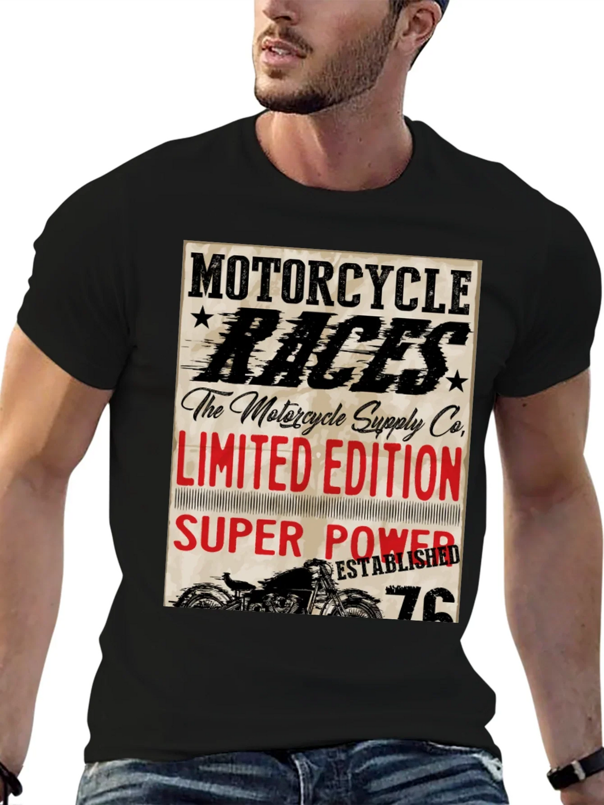 Motorcycle Races Limited Edition Black T-Shirt