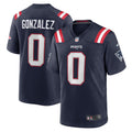 New England Patriots Christian Gonzalez Navy Team Game Jersey