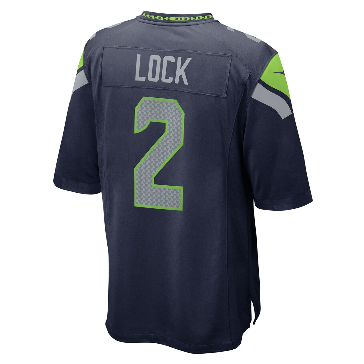 Seattle Seahawks Drew Lock College Navy Team Game Jersey