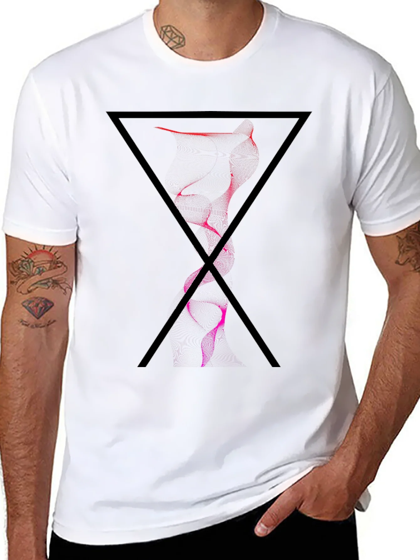 Abstract Triangle Graphic Tee - Black