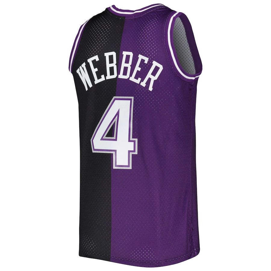 S.Kings #4 Chris Webber Hardwood Classics 2000-01 Split Swingman Jersey Black Stitched American Basketball Jersey