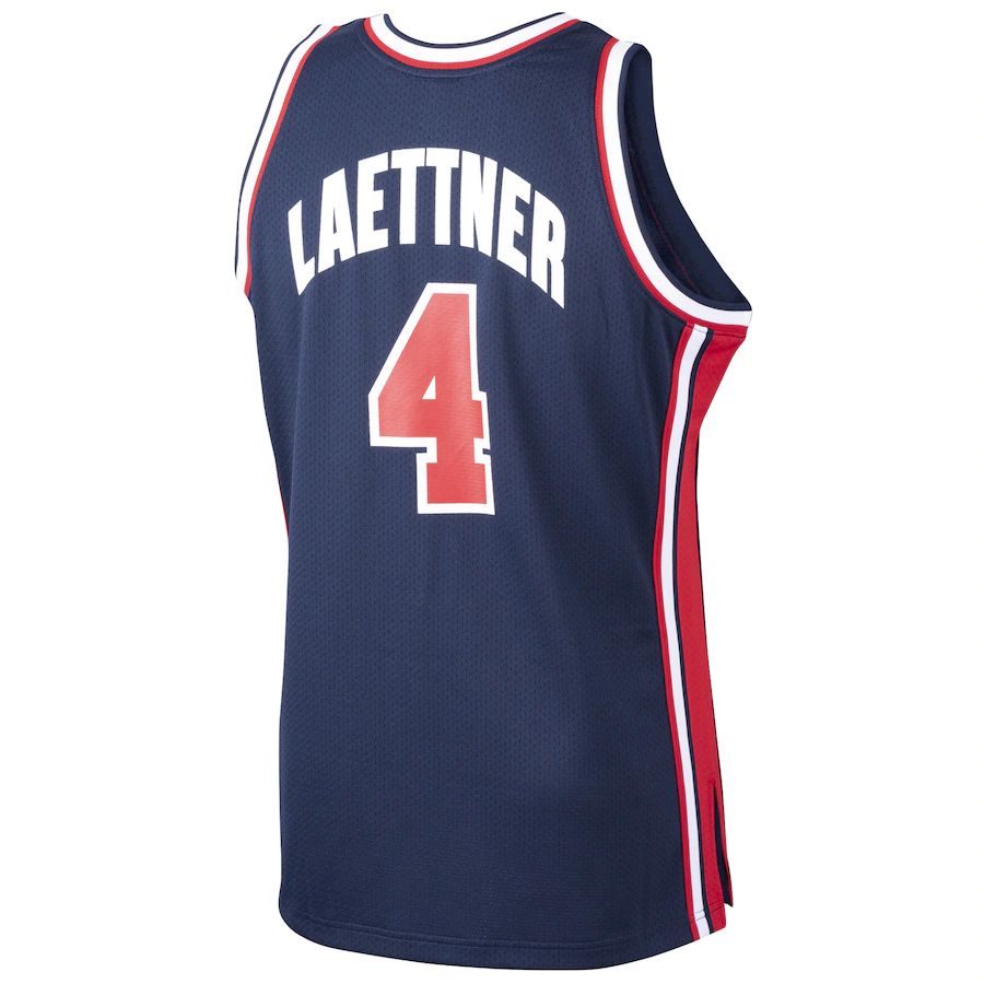 M.Timberwolves #4 Christian Laettner Basketball Home 1992 Dream Team Authentic Jersey  Navy Stitched American Basketball Jersey