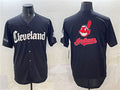 Cleveland Guardians Team Big Logo Black Gothic Vapor Premier Limited Stitched Baseball Jersey