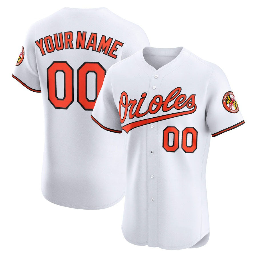 Custom Baltimore Orioles Home Elite Jersey White Stitched Baseball Jersey