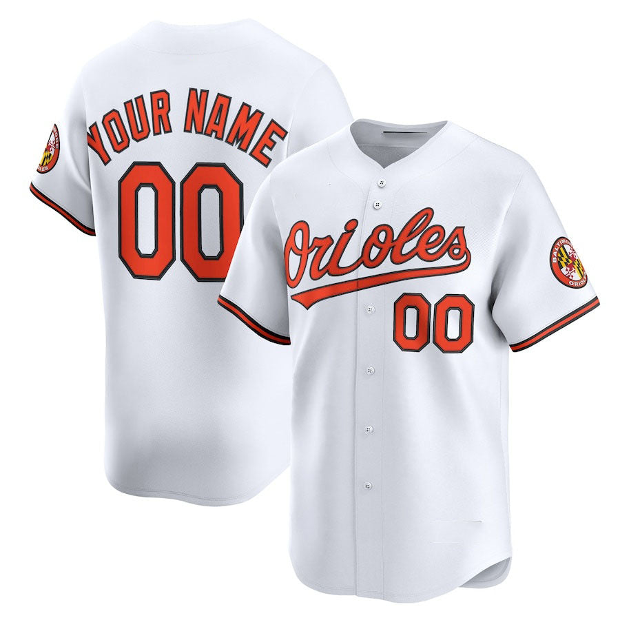 Custom Baltimore Orioles Home Limited Jersey White Stitched Baseball Jersey