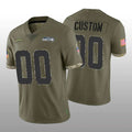 Custom S.Seahawks Stitched Olive 2022 Salute To Service Limited Jersey American Jerseys Stitched Football Jerseys