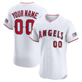 Custom Los Angeles Angels Home Elite Sponsor Patch Jersey White Stitched Baseball Jersey