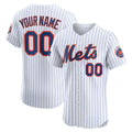 Custom New York Mets Home Elite Sponsor Patch Jersey White Stitched Baseball Jersey