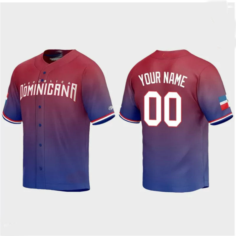 Custom Dominican Republic Baseball 2023 World Baseball Classic Jersey C Red Stitches Baseball Jerseys