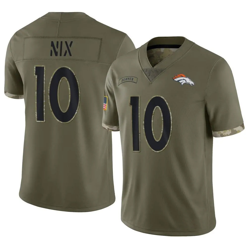 D.Broncos #10 Bo Nix Player Limited Salute To Service Olive Football Jerseys