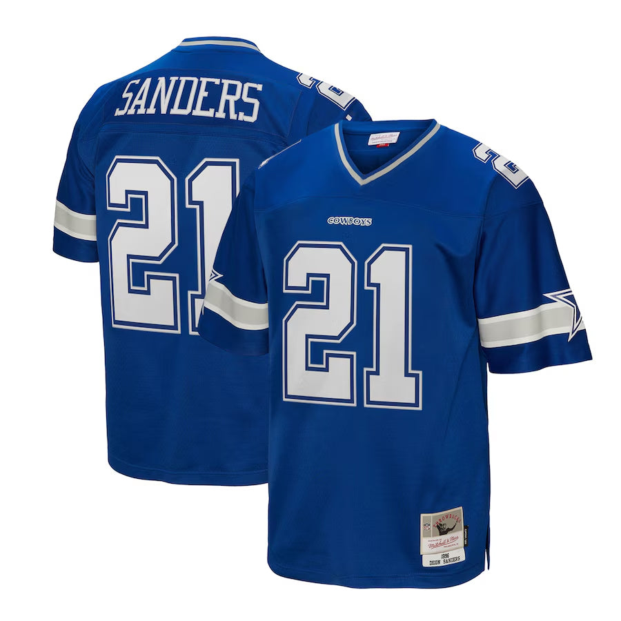D.Cowboys #21 Deion Sanders Navy Big & Tall 1996 Retired Player Legacy Replica Football Jerseys