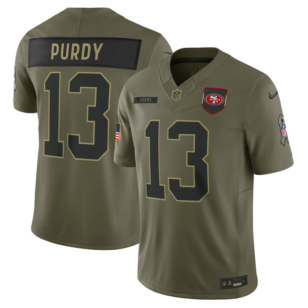 San Francisco 49ers Brock Purdy Olive 2025 Salute to Service Limited Jersey