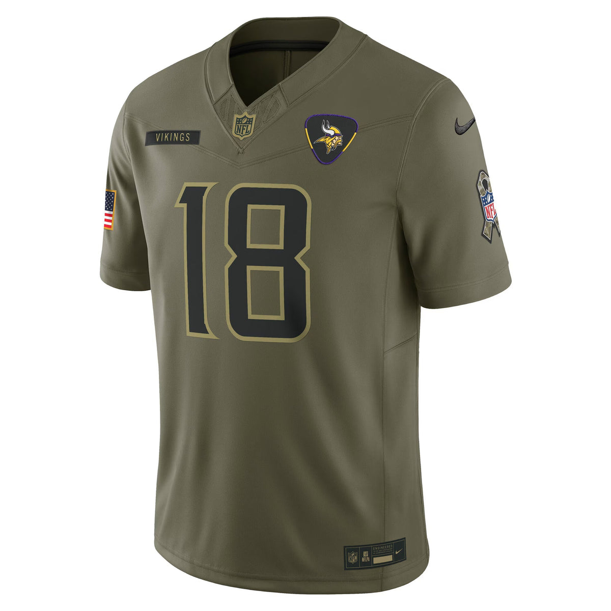 Minnesota Vikings Justin Jefferson Olive 2025 Salute to Service Limited Jersey