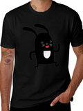 Black Rabbit Graphic Tee - Soft Cotton Casual Shirt