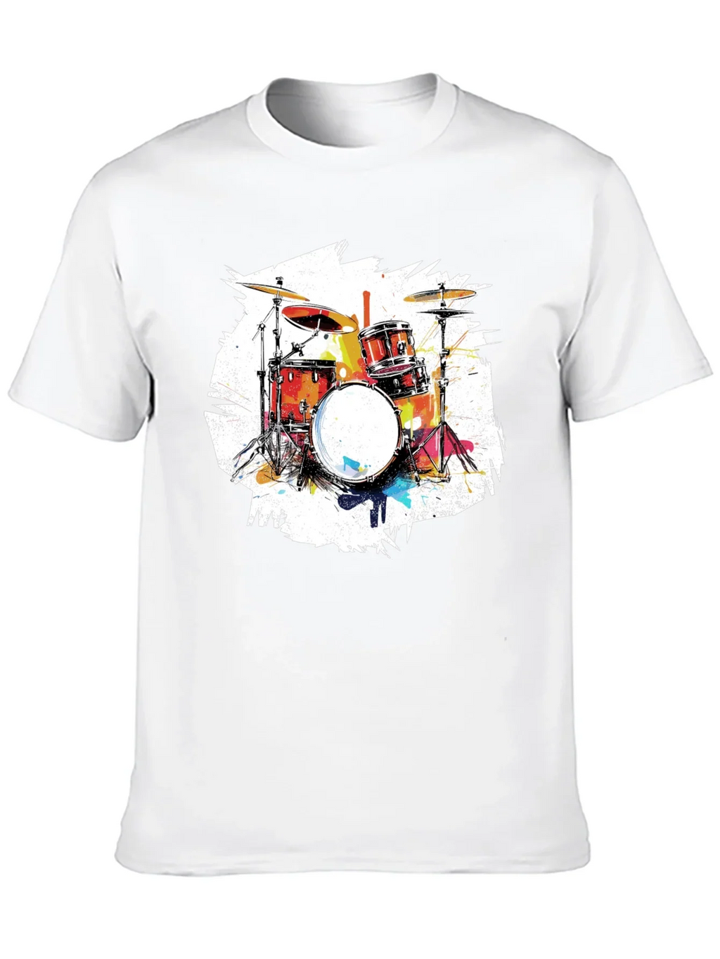 Drum Set Graphic Tee - Black Cotton T-Shirt