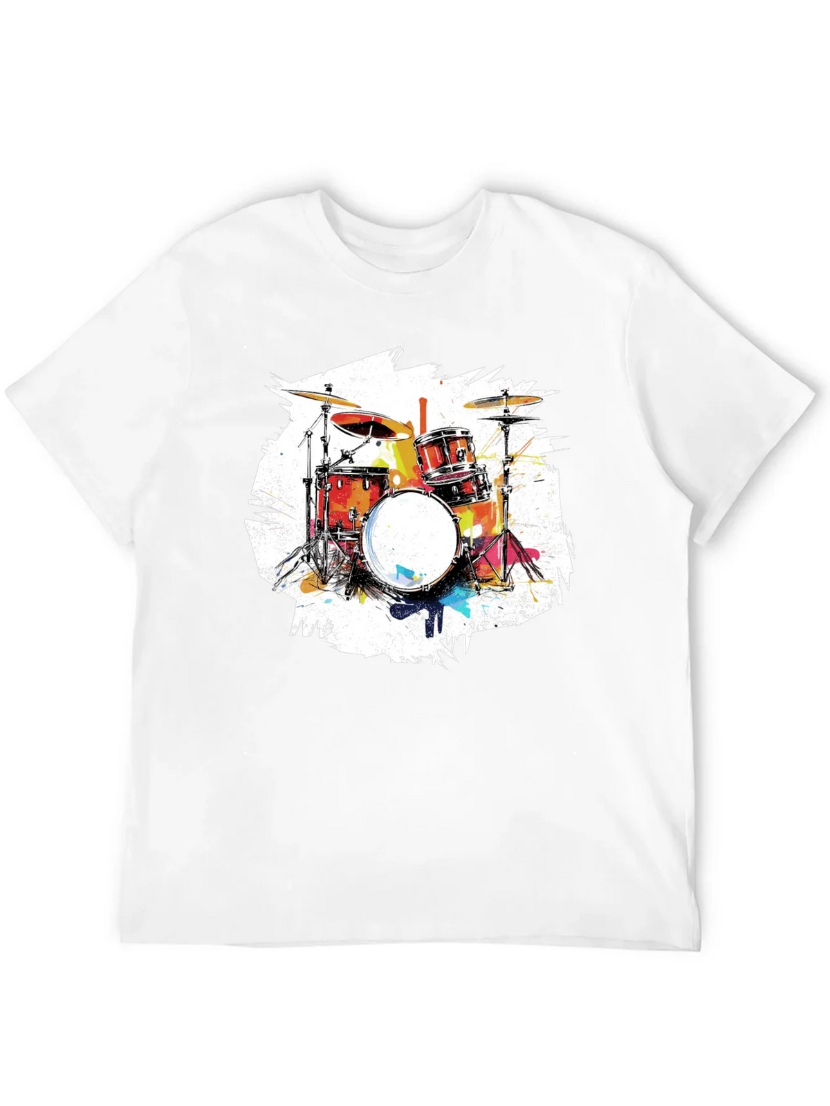 Drum Set Graphic Tee - Black Cotton T-Shirt