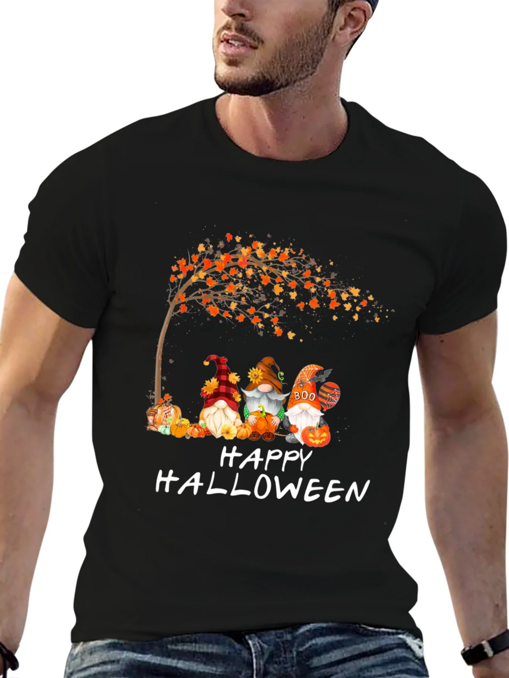 Halloween Gnomes Graphic Tee - Spooky Season Shirt