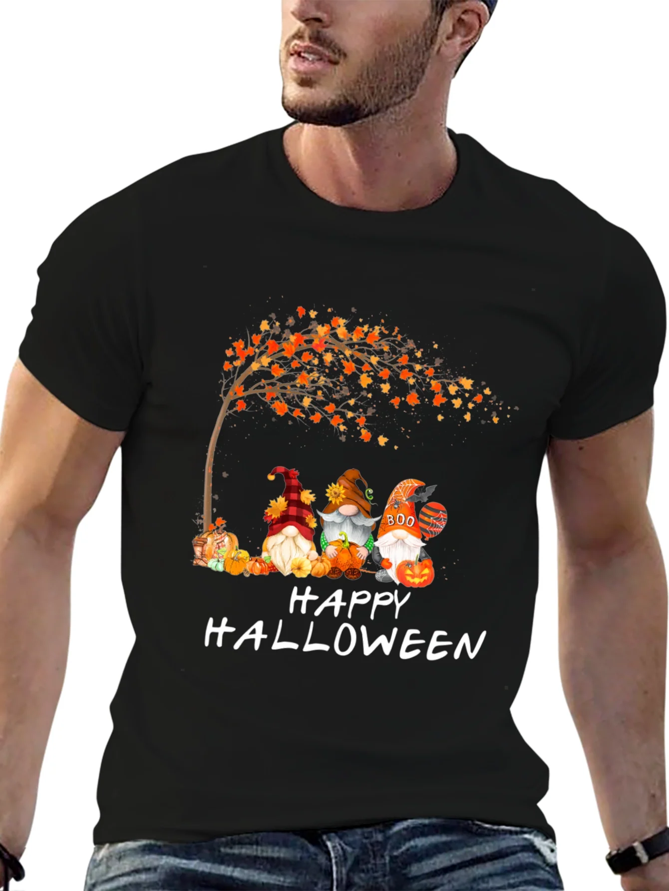 Halloween Gnomes Graphic Tee - Spooky Season Shirt