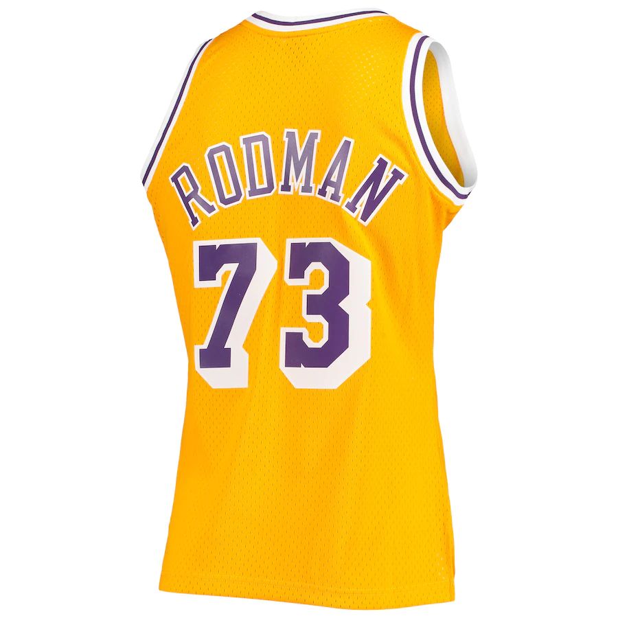 LA.Lakers #73 Dennis Rodman 1998-99 Hardwood Classics Swingman Jersey Gold Stitched American Basketball Jersey