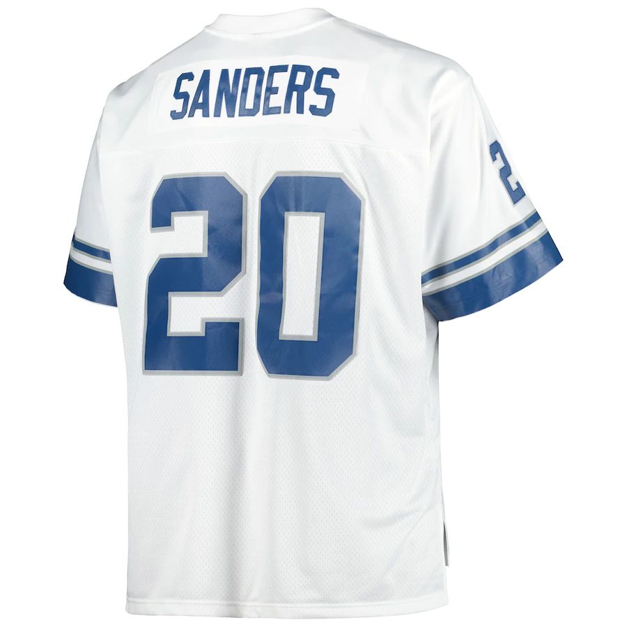 D.Lions #20 Barry Sanders White Big & Tall 1996 Retired Player Replica Jersey Stitched American Football Jerseys