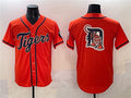 Detroit Tigers Team Big Logo Orange With Patch Cool Base Stitched Baseball Jersey